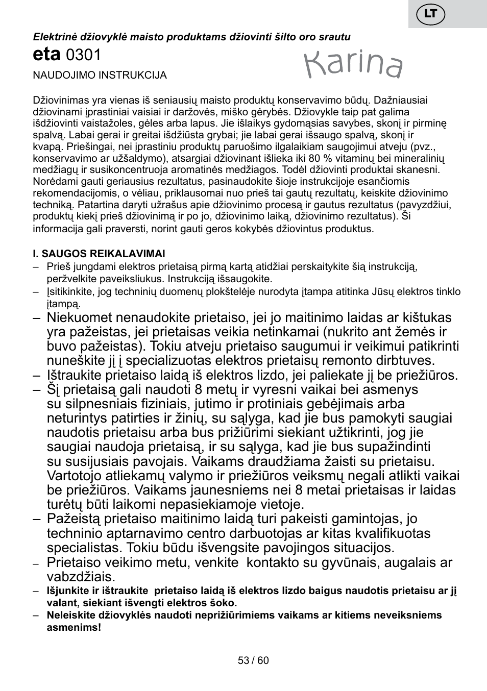 ETA Karina User Manual | Page 53 / 64