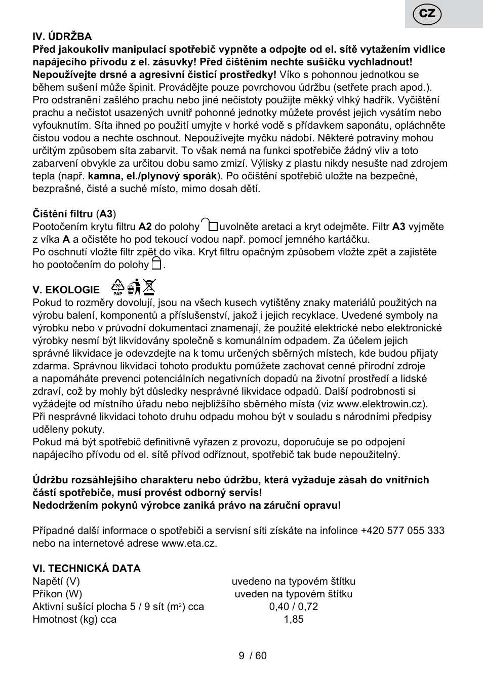 ETA Karina User Manual | Page 9 / 64