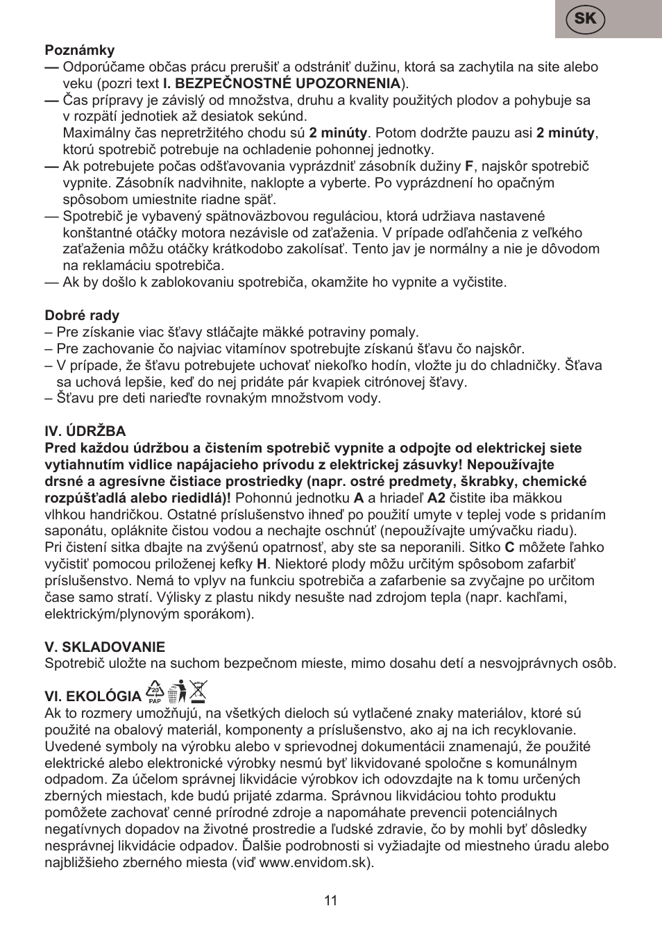 ETA Fresher User Manual | Page 11 / 36