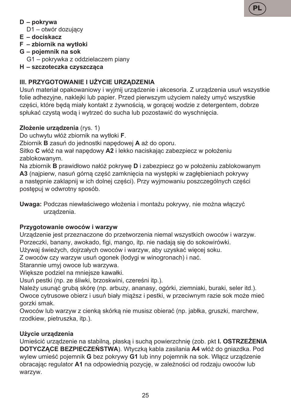 ETA Fresher User Manual | Page 25 / 36