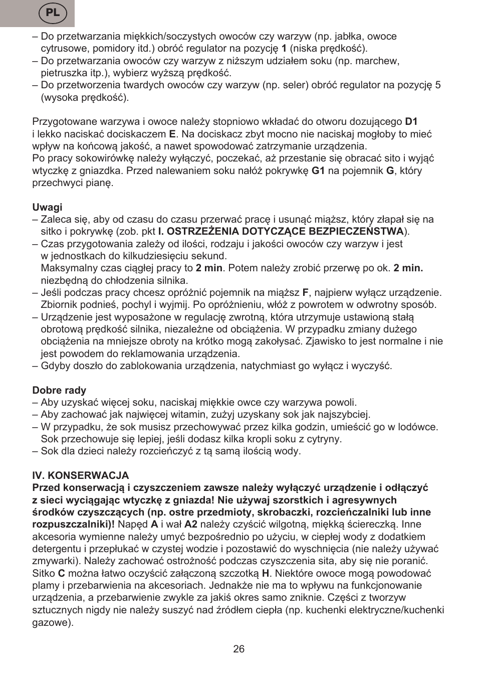ETA Fresher User Manual | Page 26 / 36