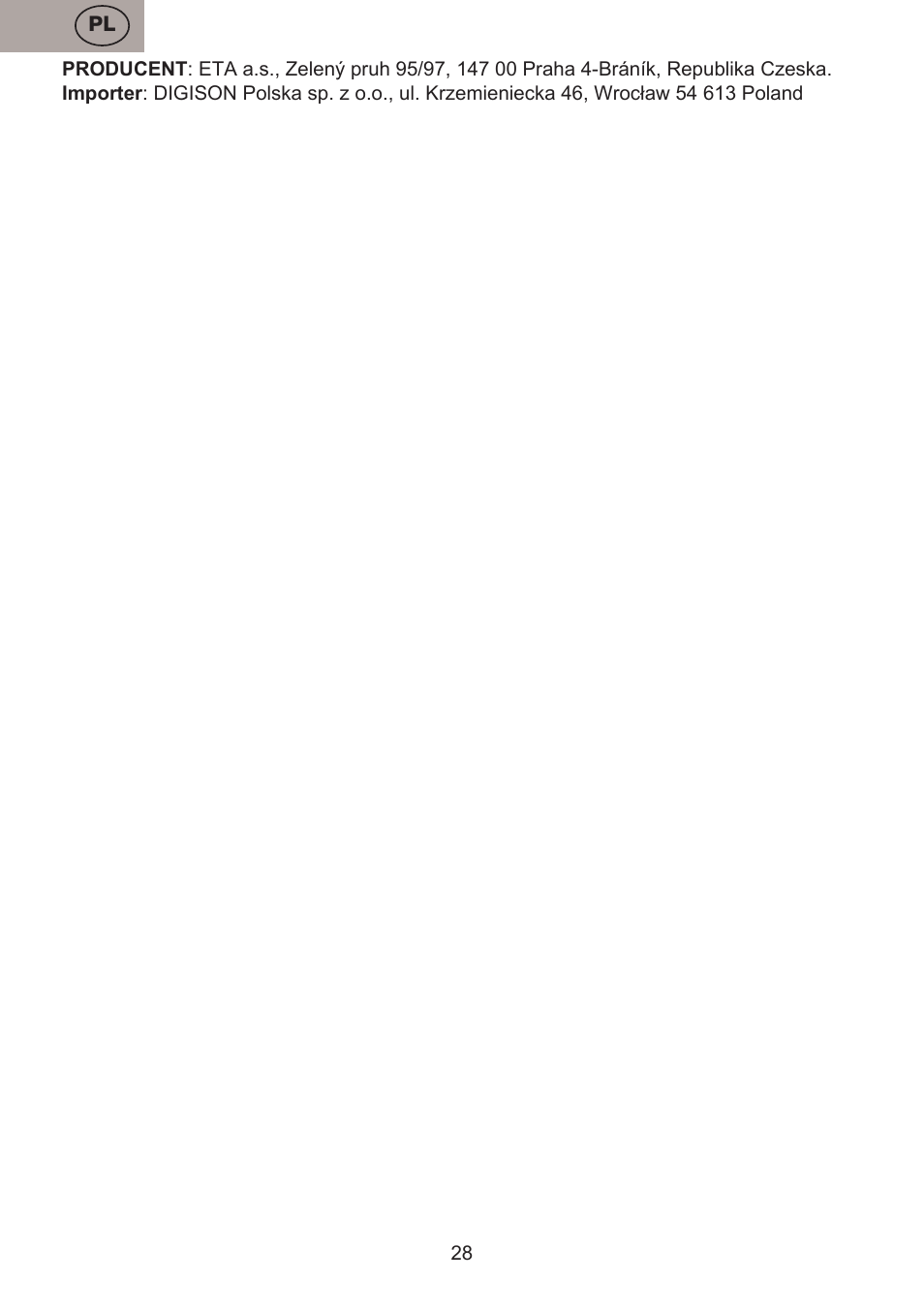 ETA Fresher User Manual | Page 28 / 36