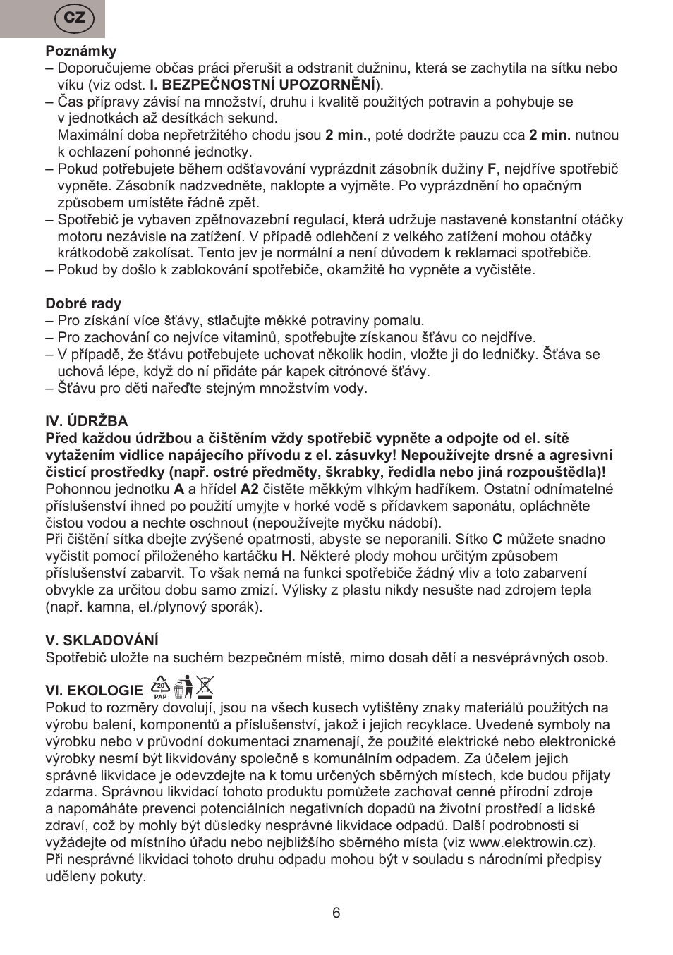 ETA Fresher User Manual | Page 6 / 36