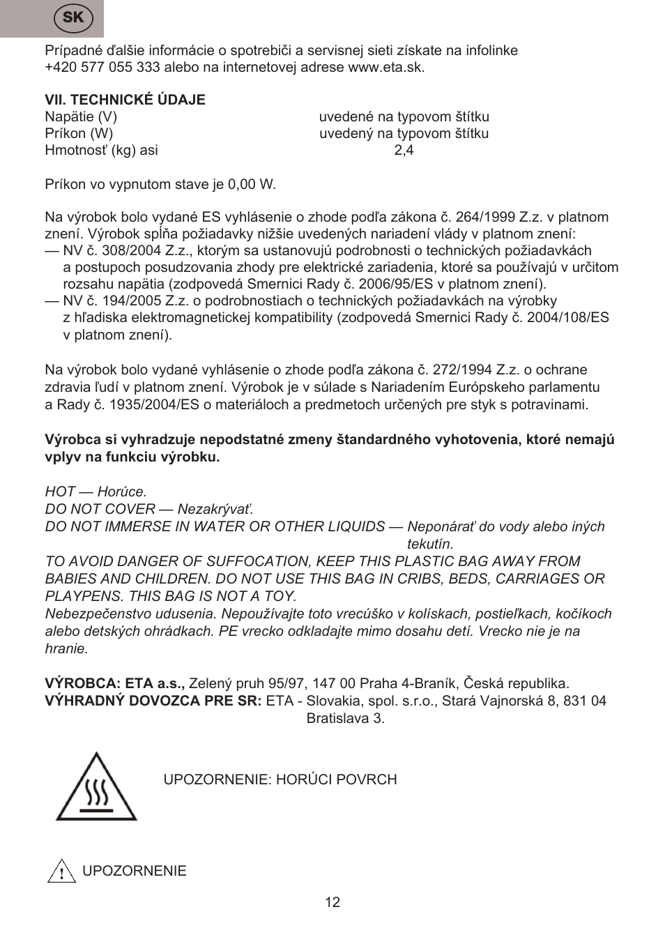 ETA Valori User Manual | Page 12 / 44