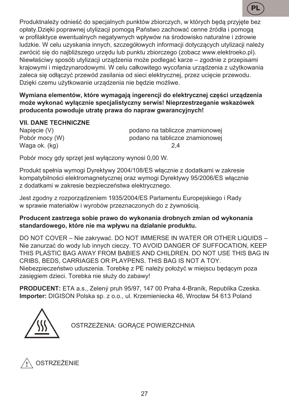 ETA Valori User Manual | Page 27 / 44