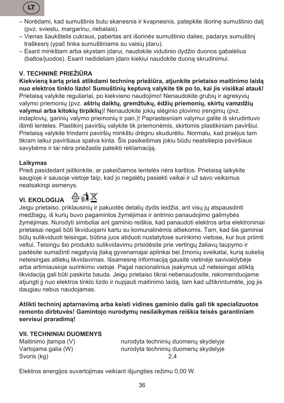 ETA Valori User Manual | Page 36 / 44