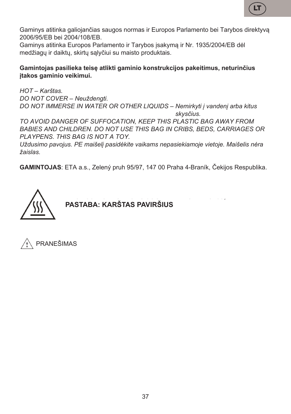 ETA Valori User Manual | Page 37 / 44