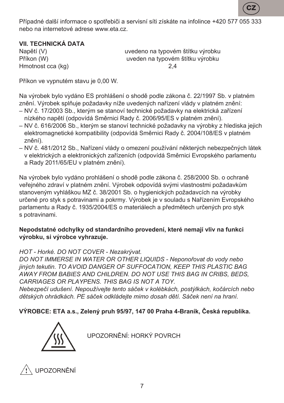 ETA Valori User Manual | Page 7 / 44