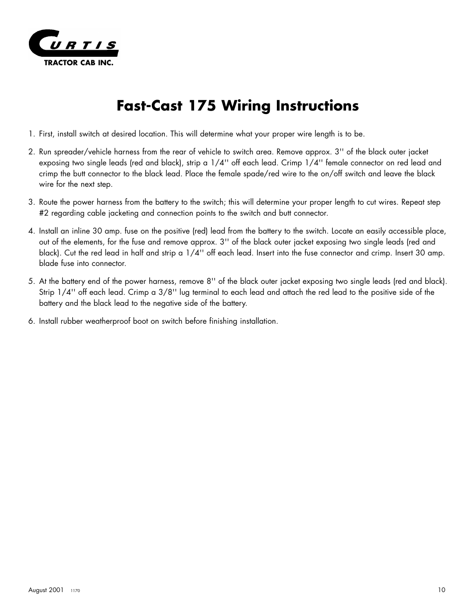 Fast-cast 175 wiring instructions | Curtis 175 User Manual | Page 11 / 23