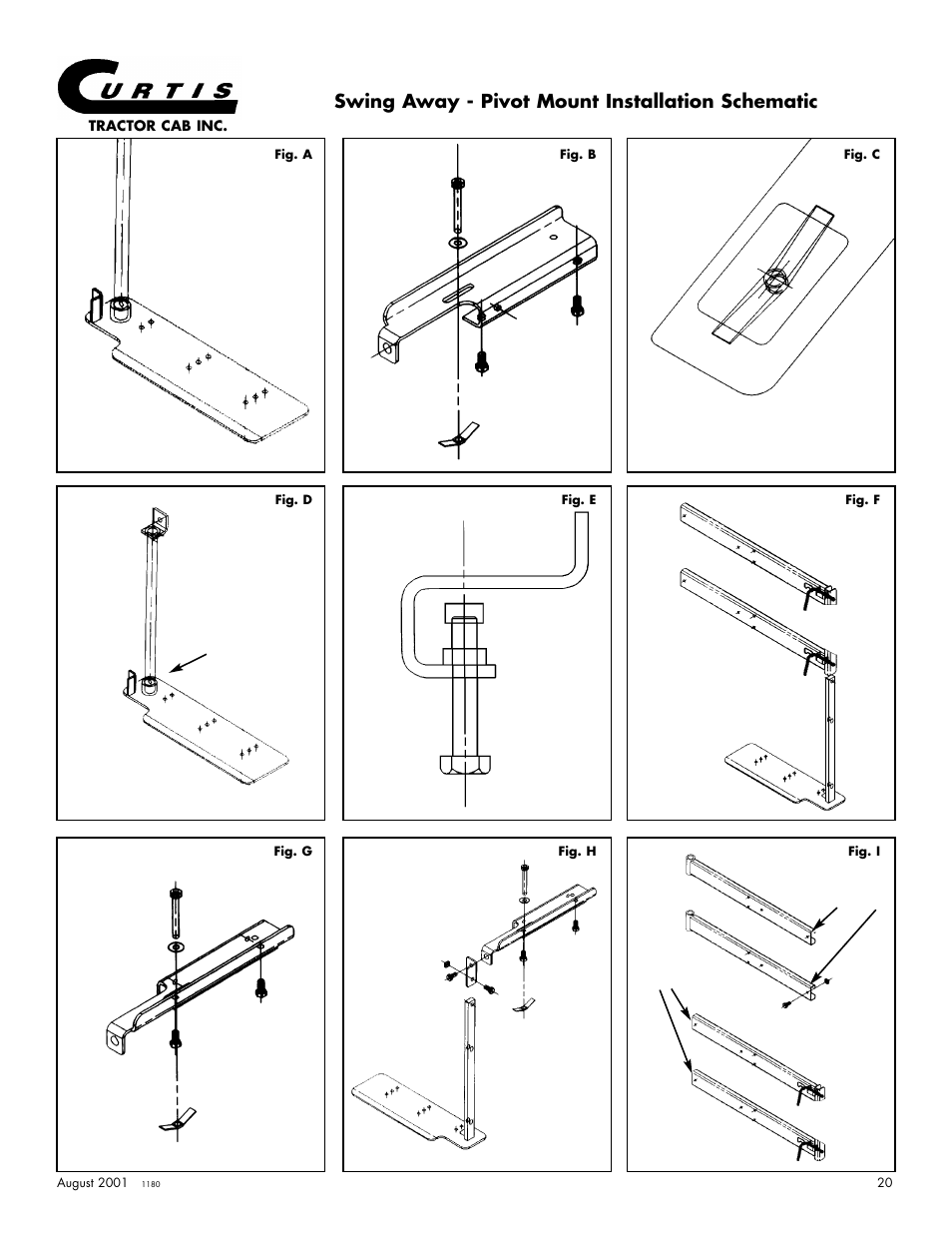 Swing away - pivot mount installation schematic | Curtis 175 User Manual | Page 21 / 23