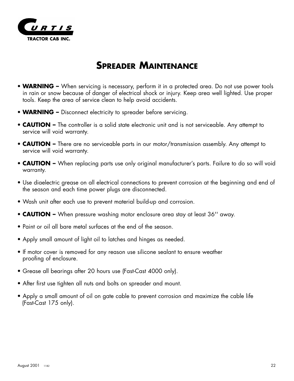 Preader, Aintenance | Curtis 175 User Manual | Page 23 / 23