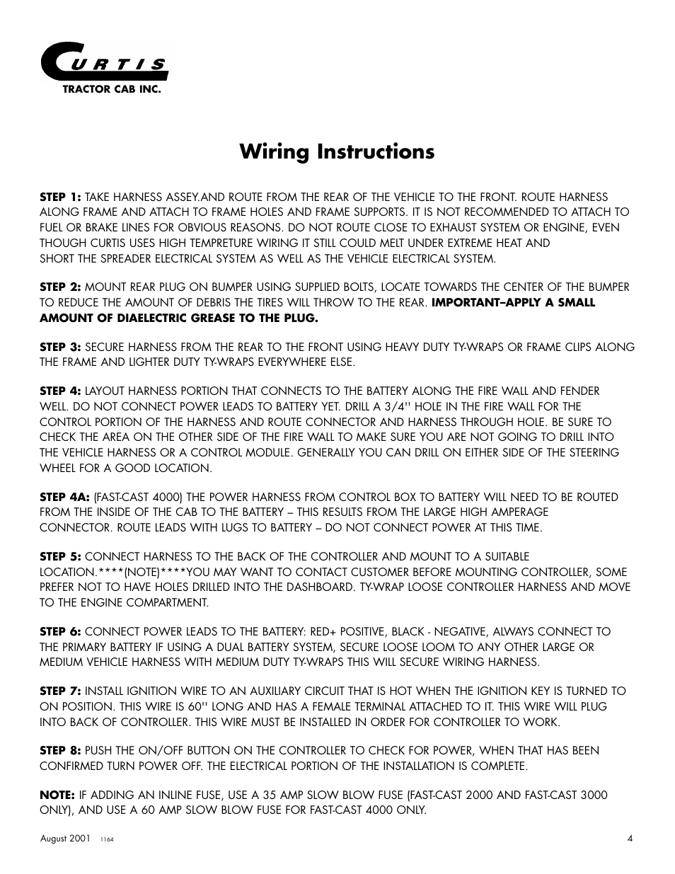 Wiring instructions | Curtis 175 User Manual | Page 5 / 23