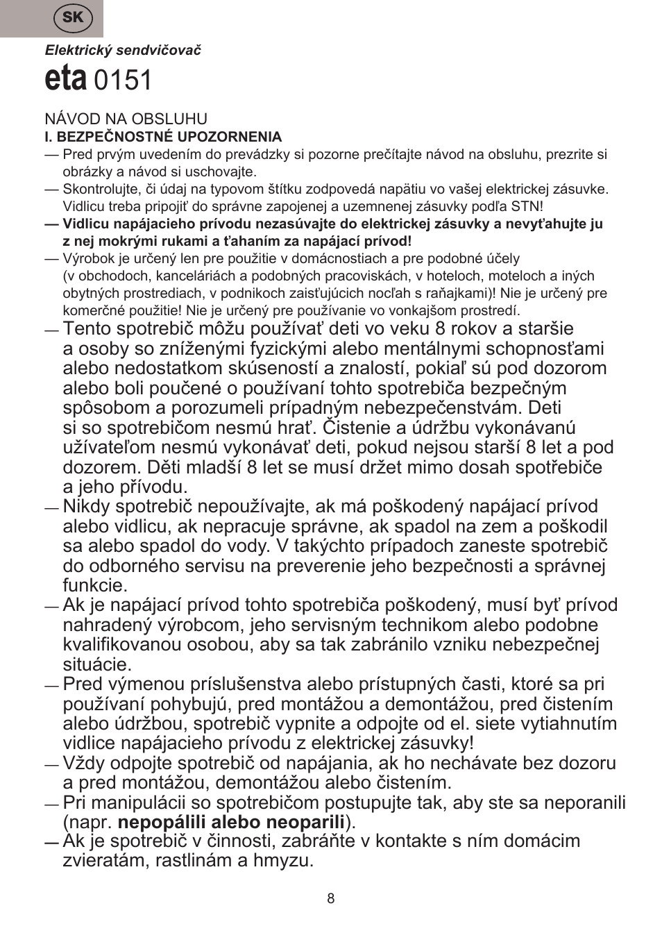 ETA Pievo User Manual | Page 8 / 44
