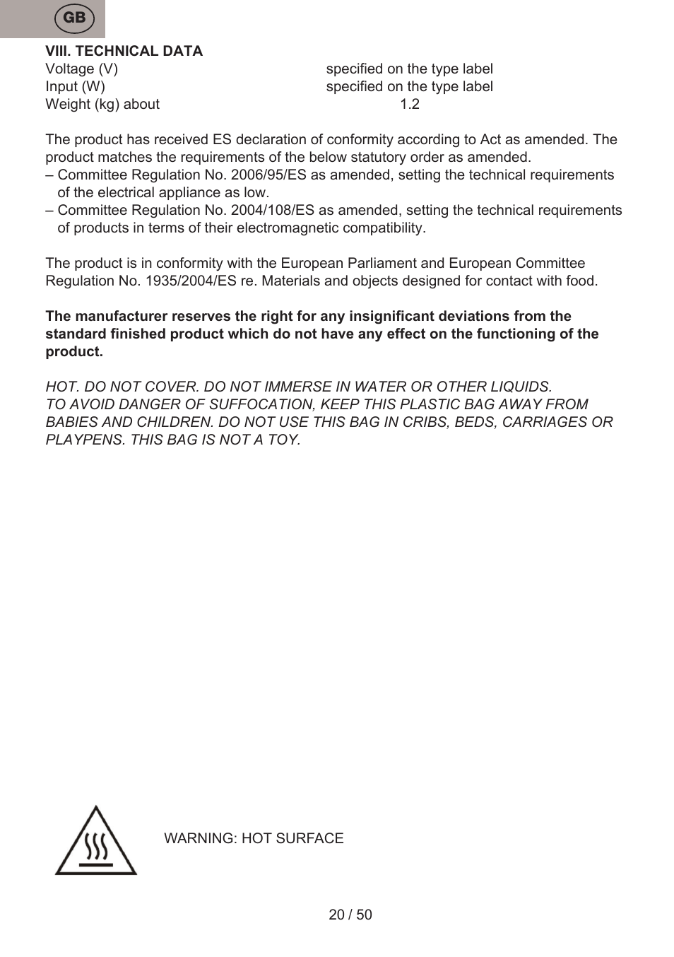 ETA Donny User Manual | Page 20 / 52