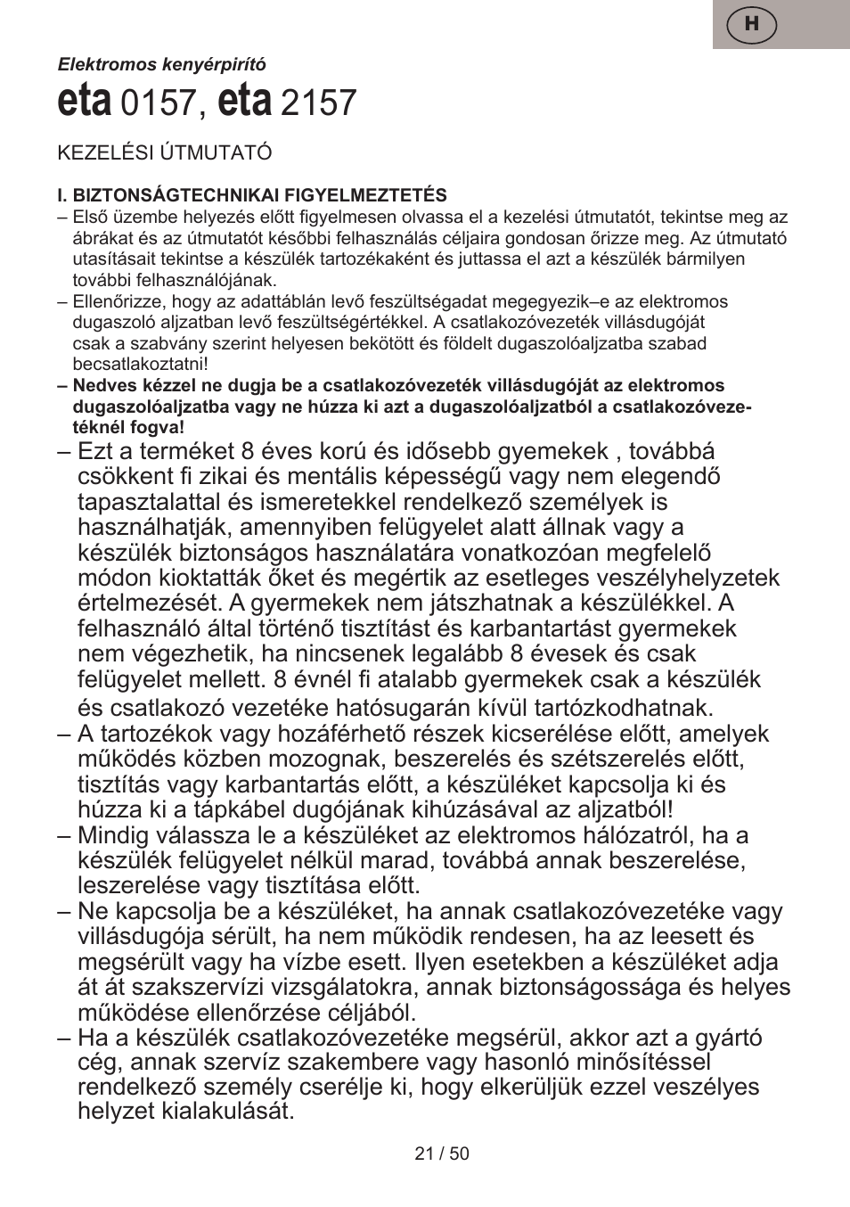 ETA Donny User Manual | Page 21 / 52