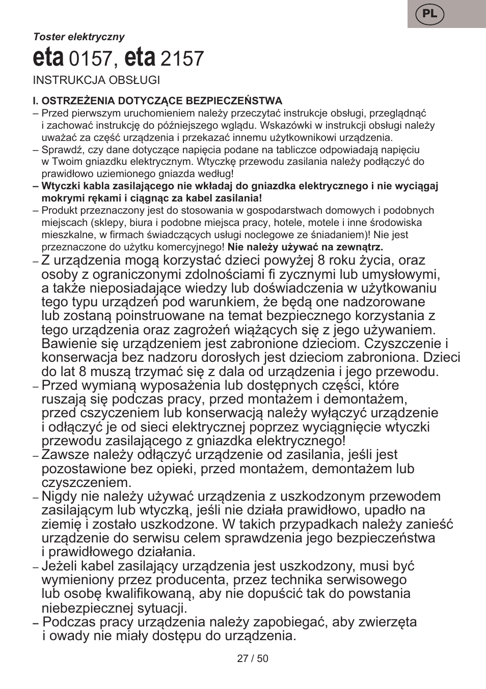 ETA Donny User Manual | Page 27 / 52