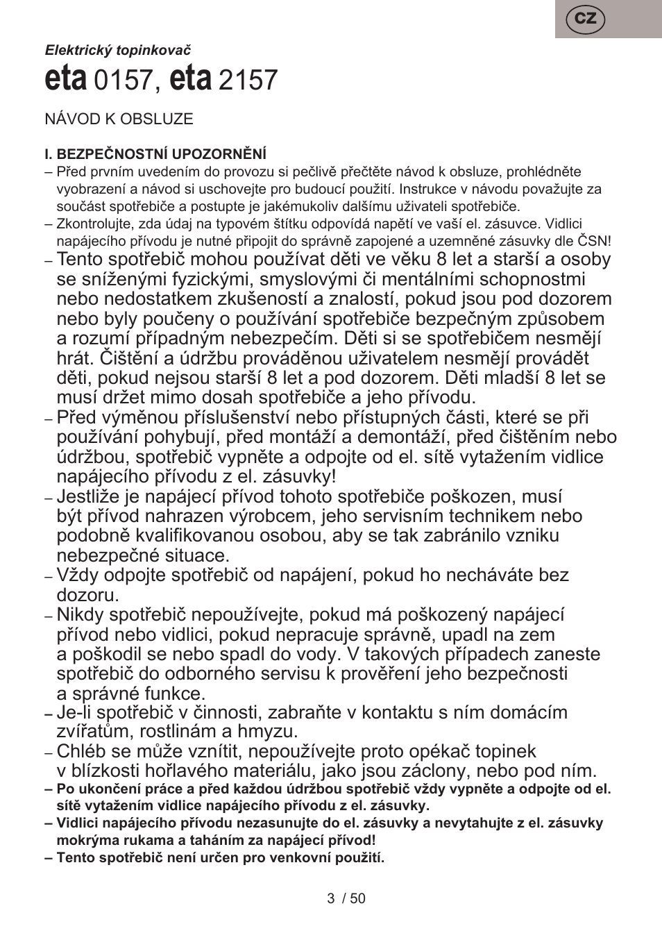 ETA Donny User Manual | Page 3 / 52