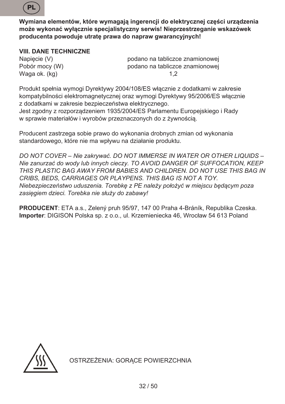 ETA Donny User Manual | Page 32 / 52