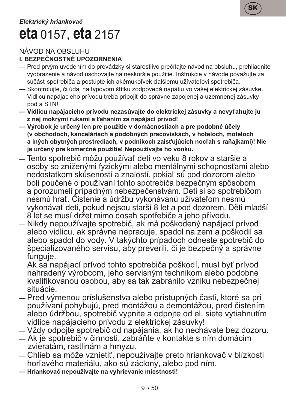 ETA Donny User Manual | Page 9 / 52