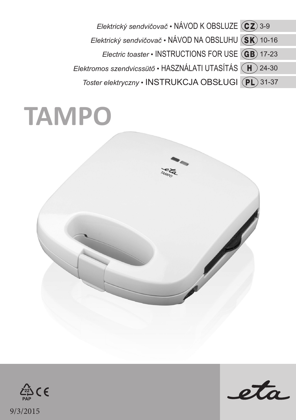 ETA Tampo User Manual | 40 pages