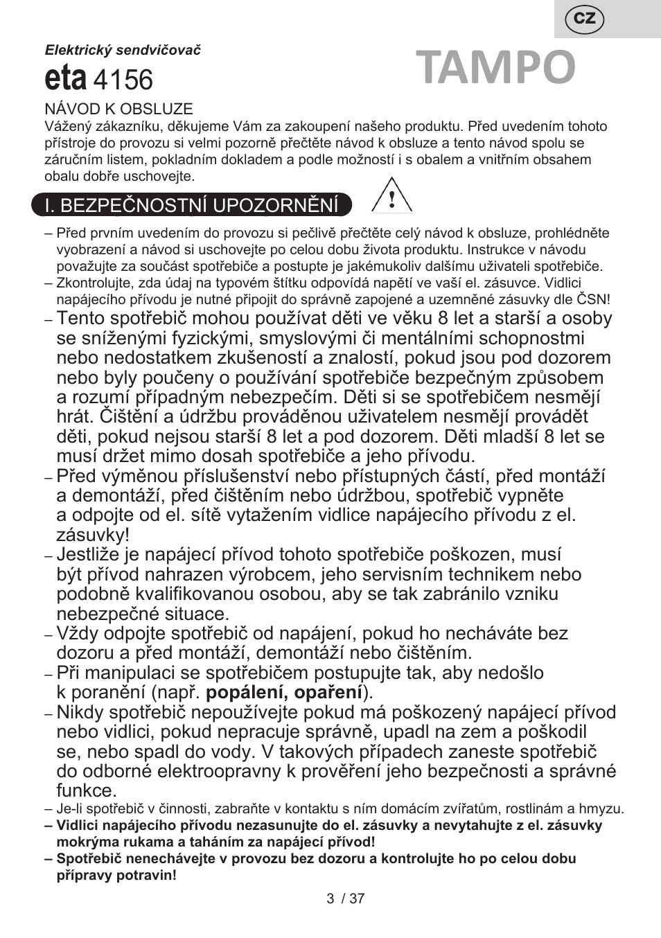Tampo | ETA Tampo User Manual | Page 3 / 40