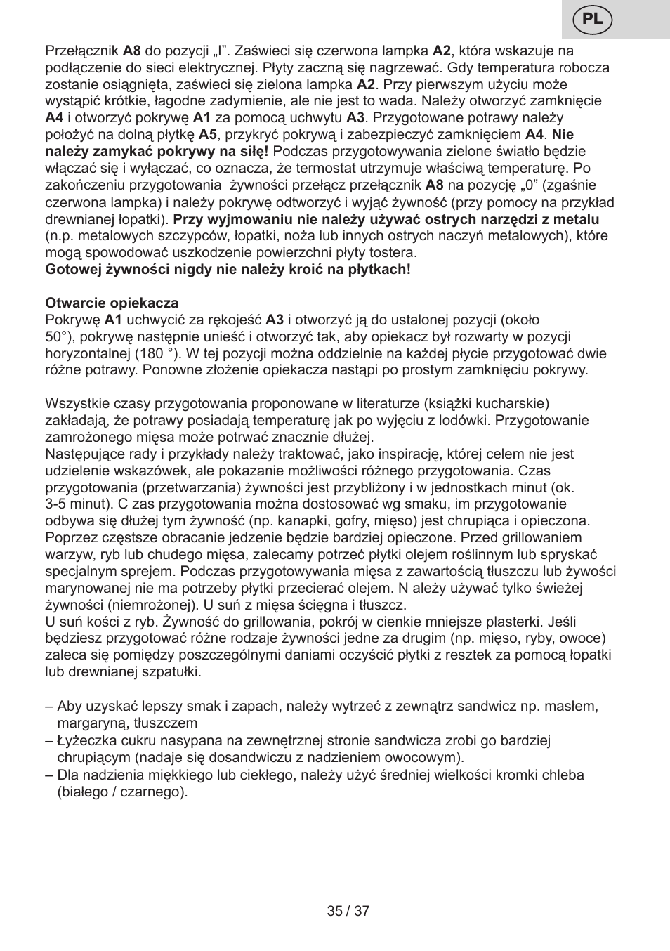 ETA Tampo User Manual | Page 35 / 40