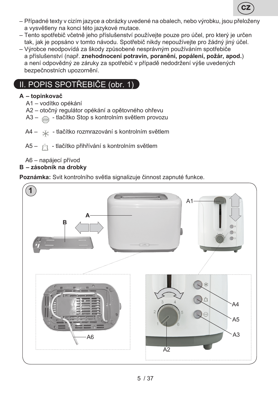 Ii. popis spotřebiče (obr. 1) | ETA Tonny User Manual | Page 5 / 40