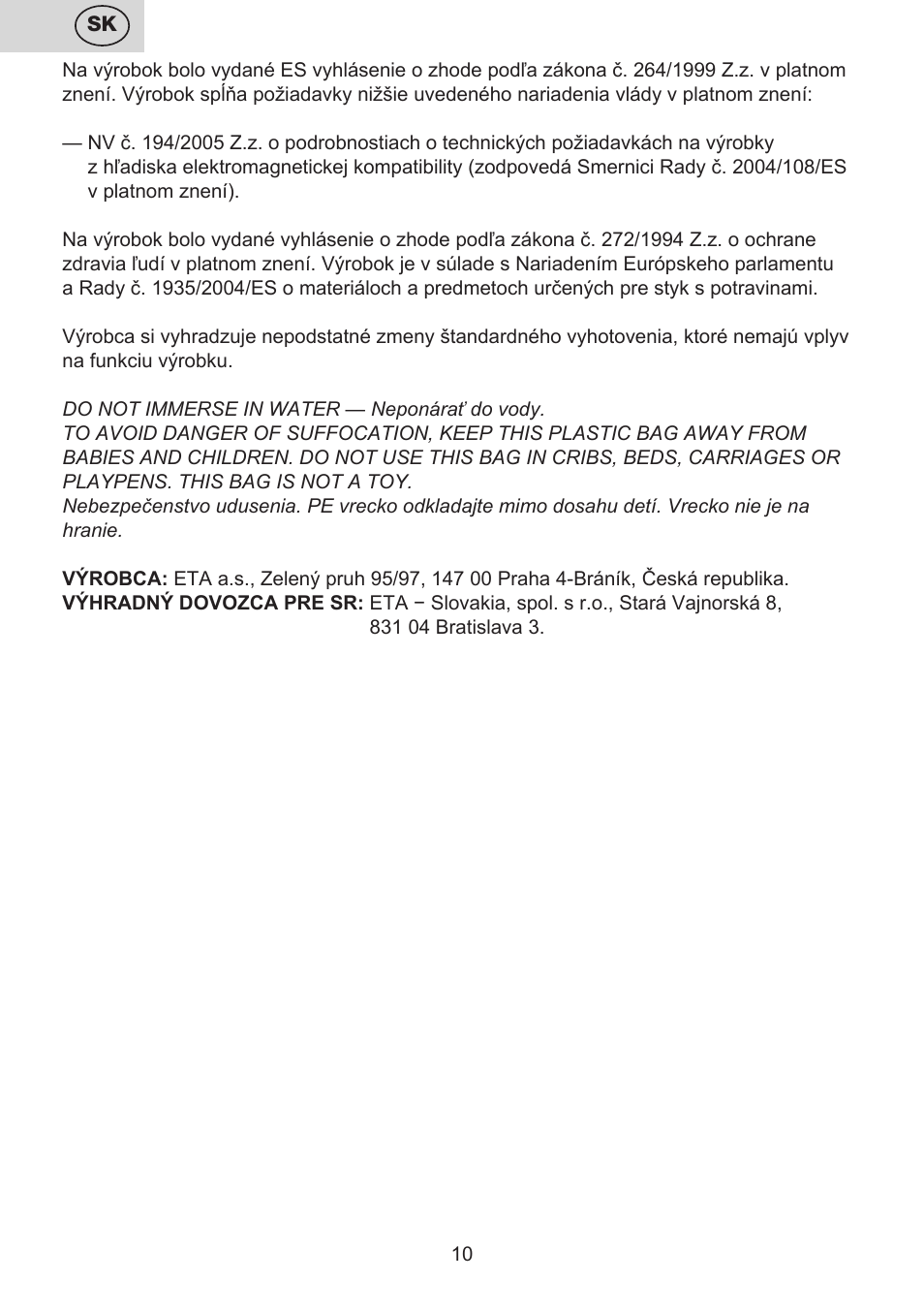 ETA Moli User Manual | Page 10 / 36