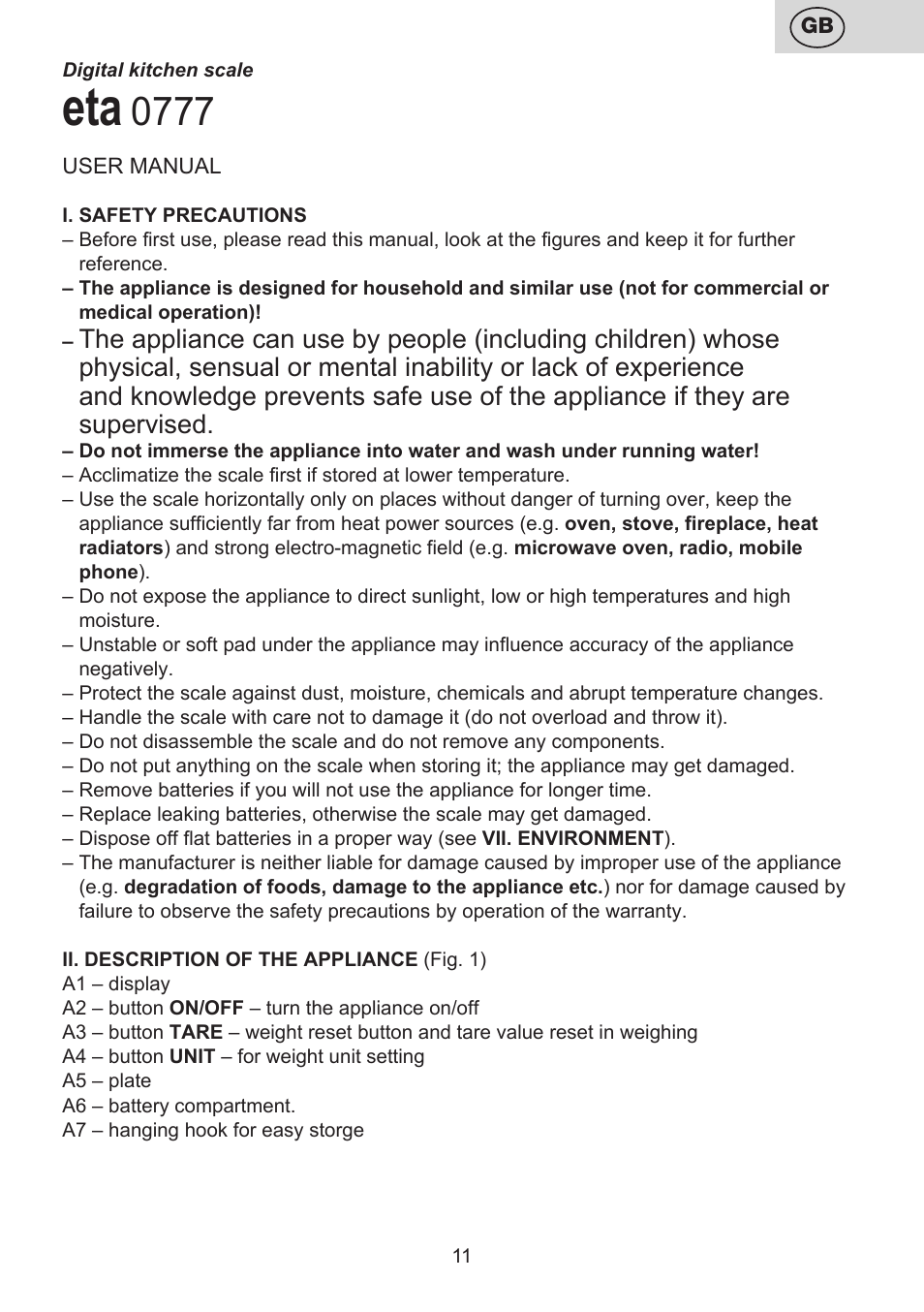 ETA Moli User Manual | Page 11 / 36