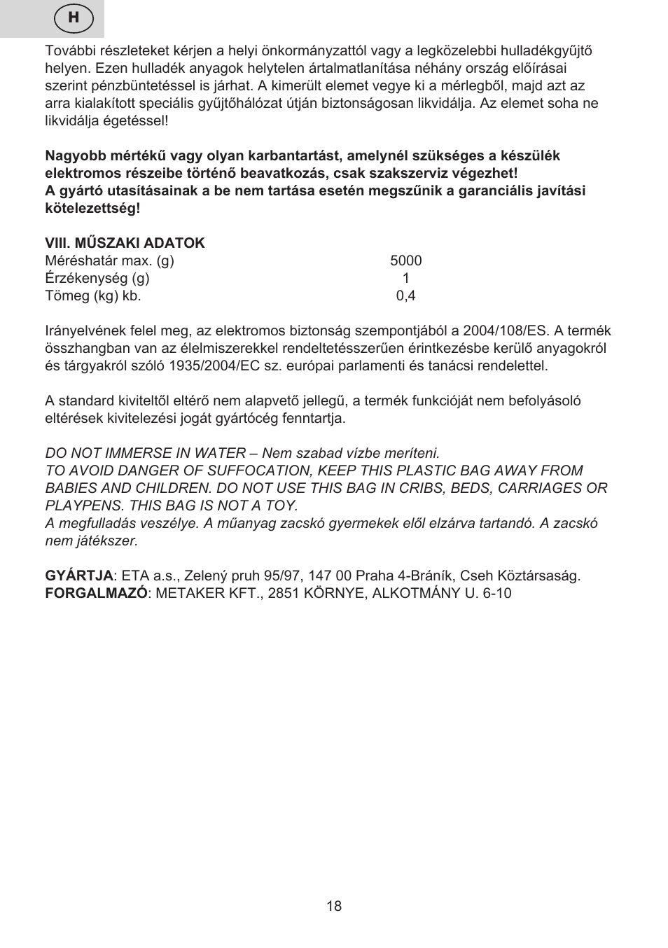 ETA Moli User Manual | Page 18 / 36