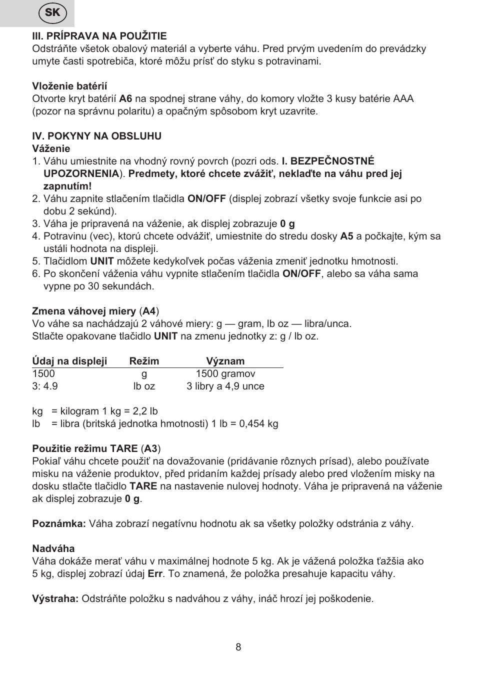 ETA Moli User Manual | Page 8 / 36