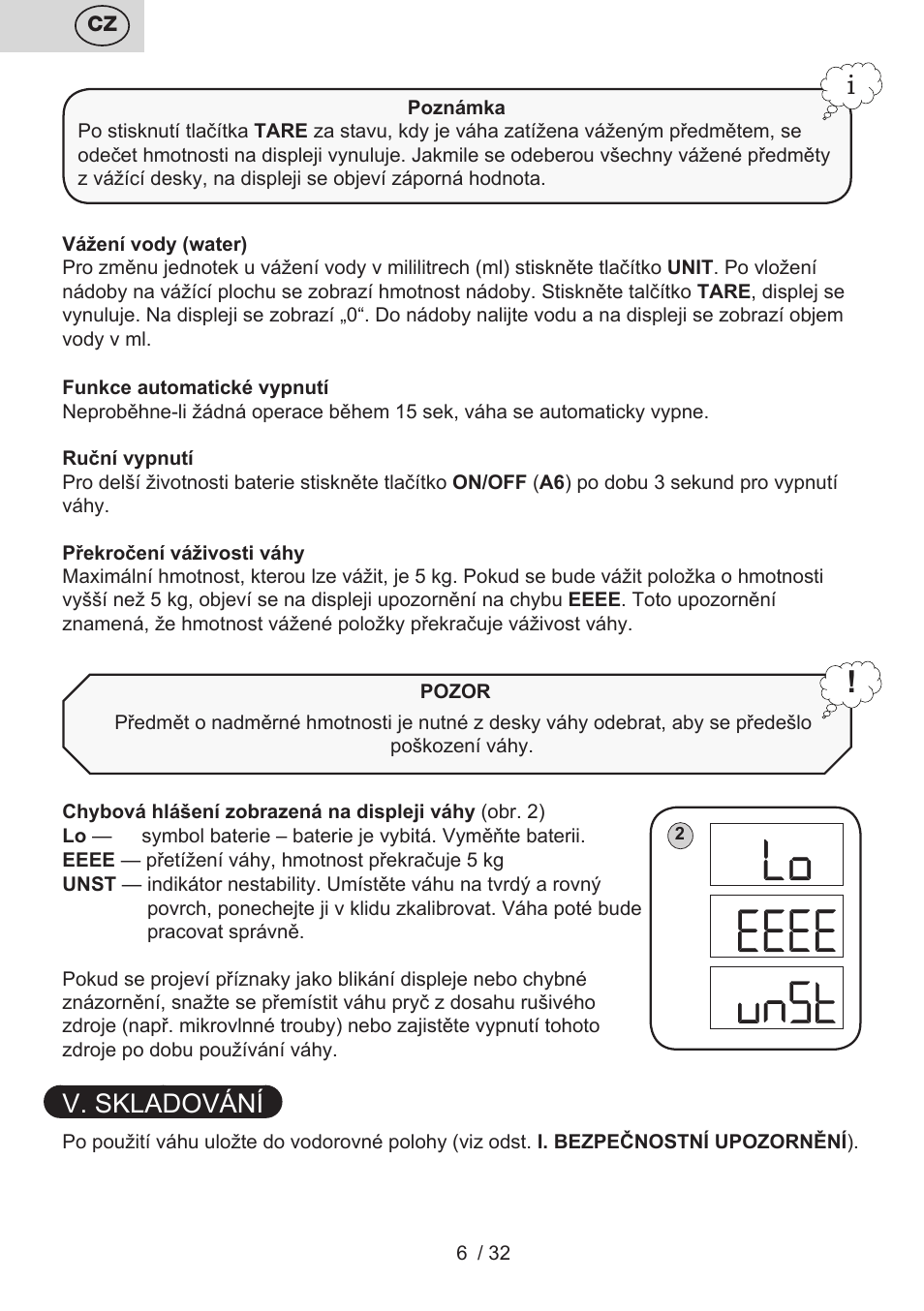 V. skladování | ETA Popi User Manual | Page 6 / 36