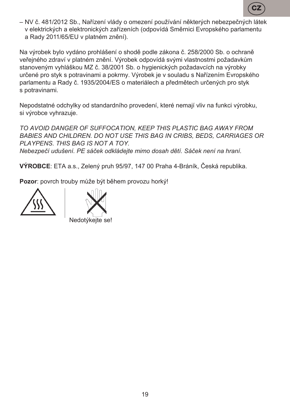 ETA Koloro User Manual | Page 19 / 88