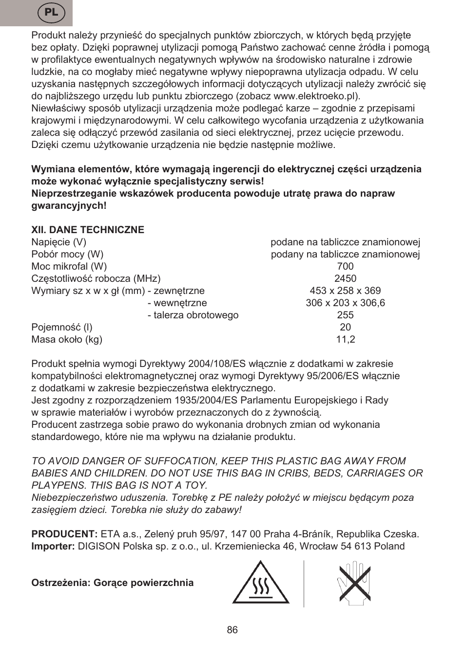 ETA Koloro User Manual | Page 86 / 88