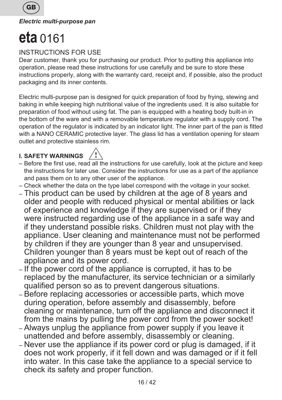 ETA Festa User Manual | Page 16 / 44