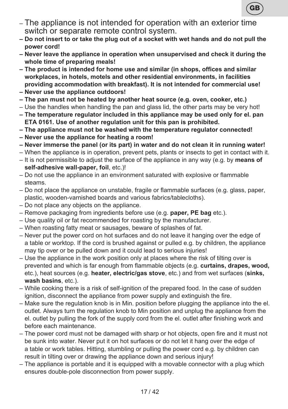 ETA Festa User Manual | Page 17 / 44