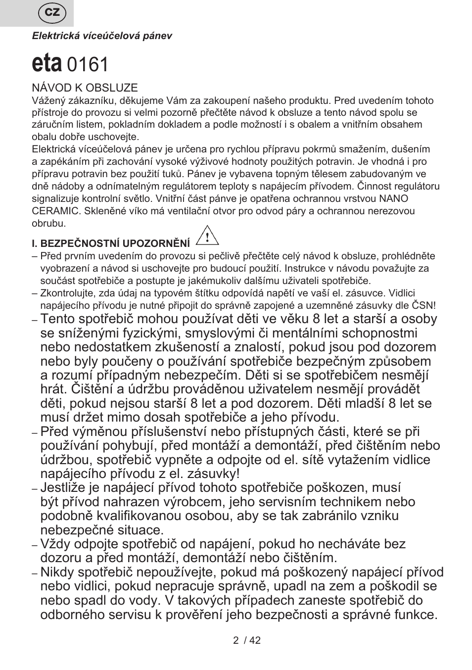 ETA Festa User Manual | Page 2 / 44