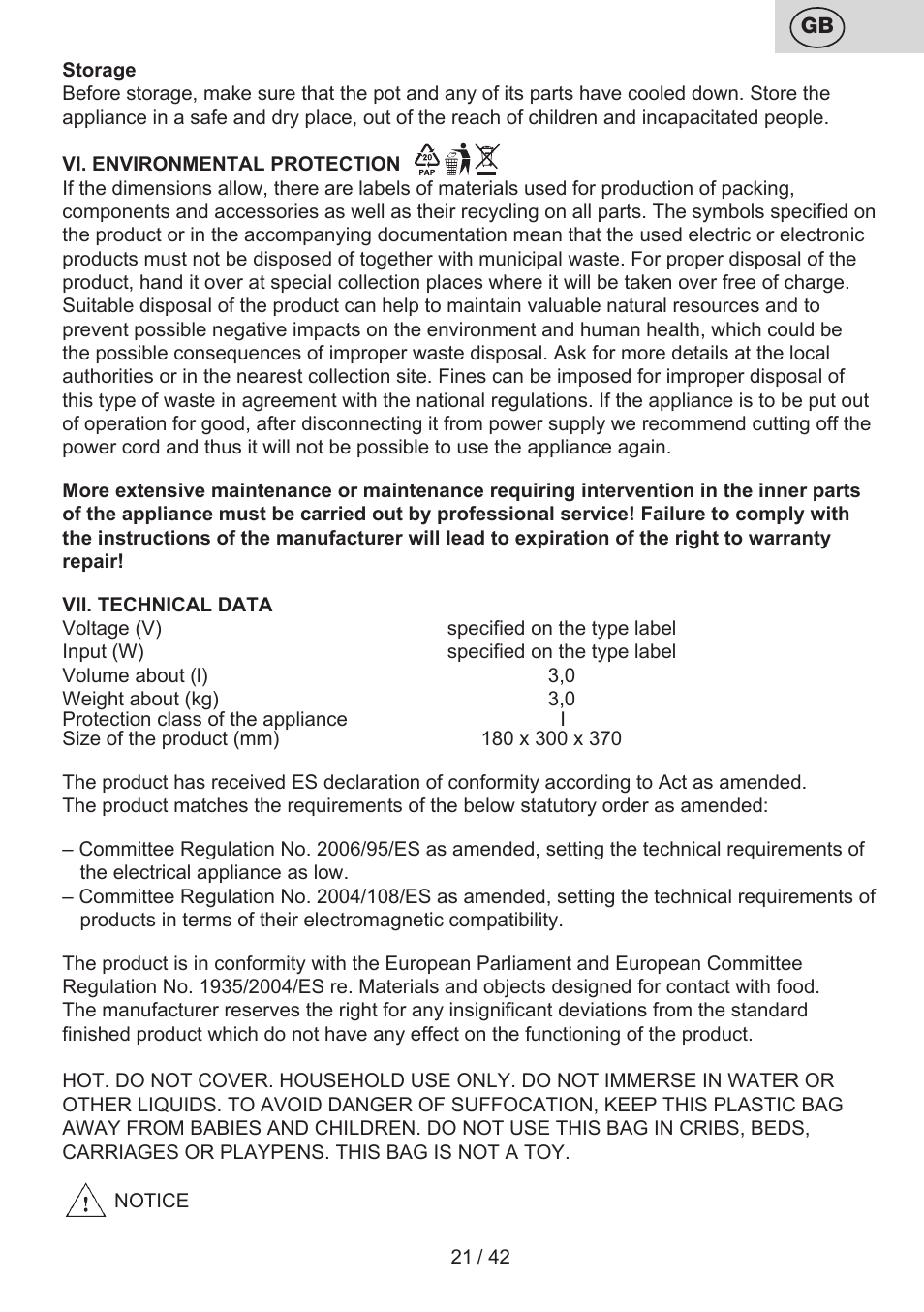 ETA Festa User Manual | Page 21 / 44