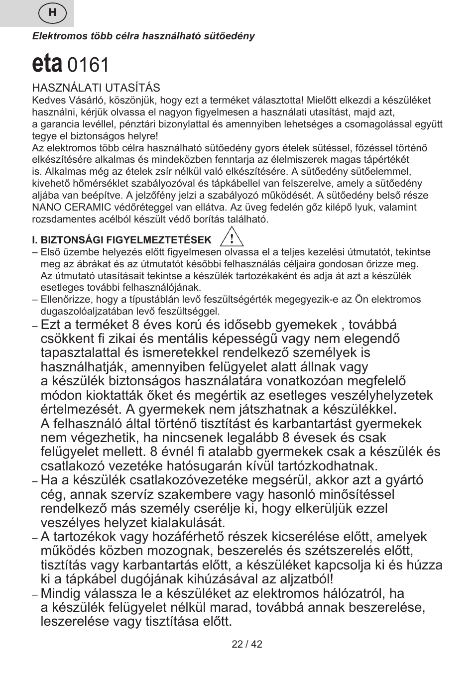 ETA Festa User Manual | Page 22 / 44