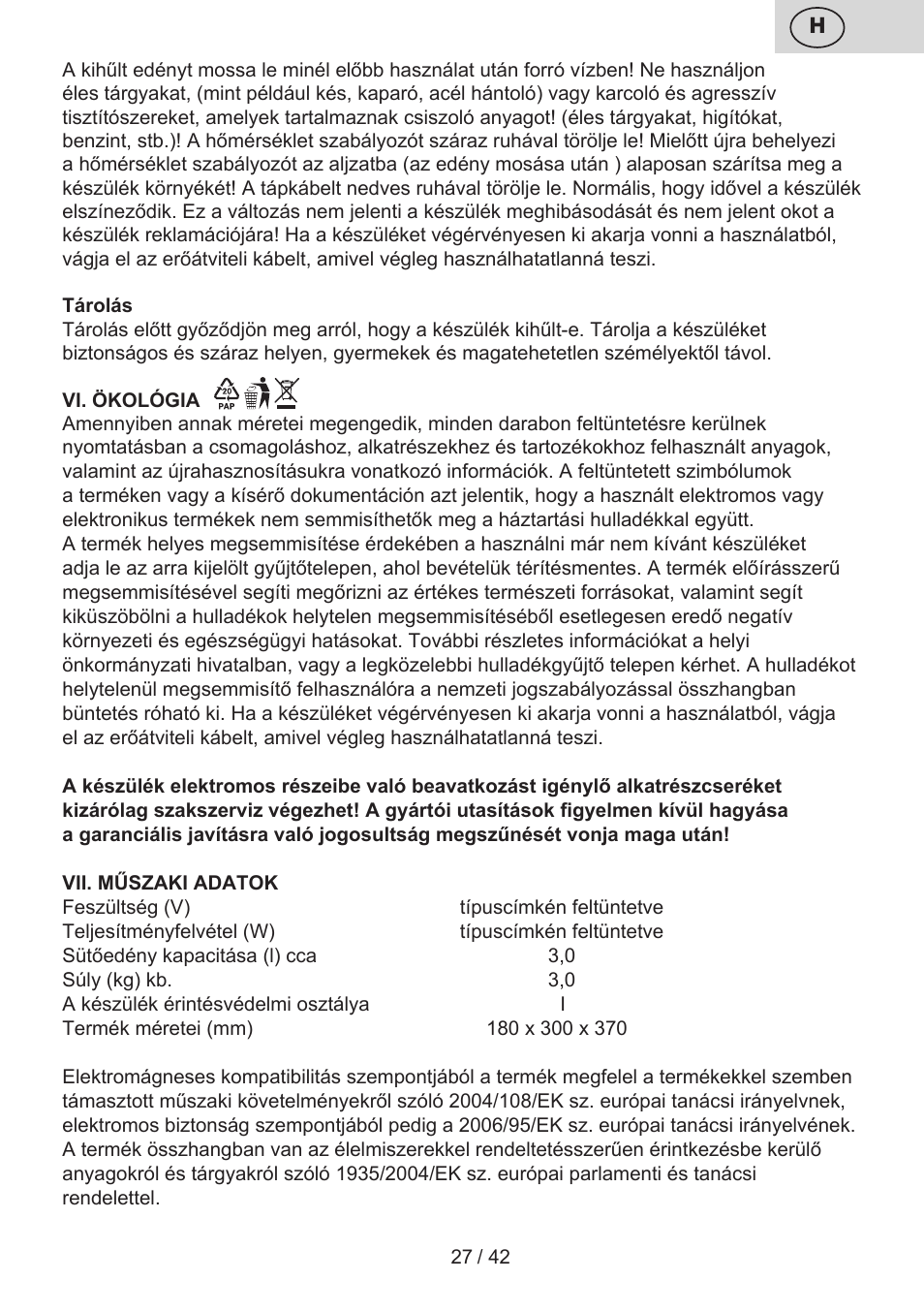 ETA Festa User Manual | Page 27 / 44