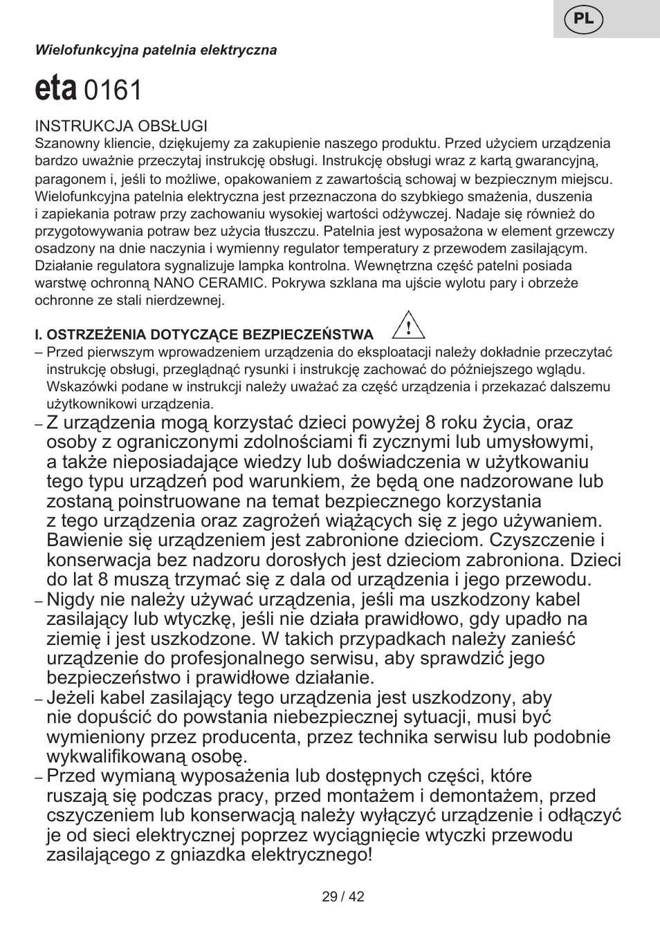 ETA Festa User Manual | Page 29 / 44