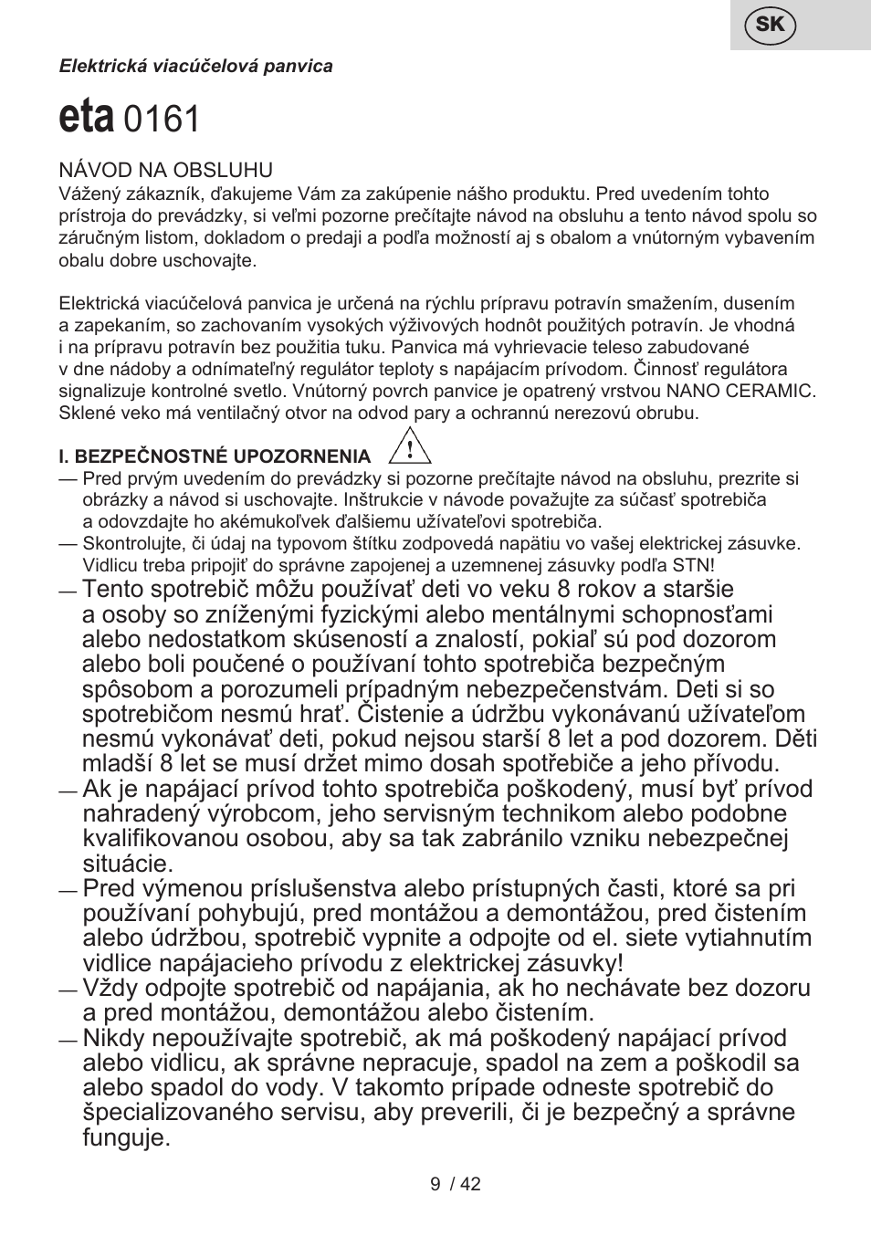 ETA Festa User Manual | Page 9 / 44