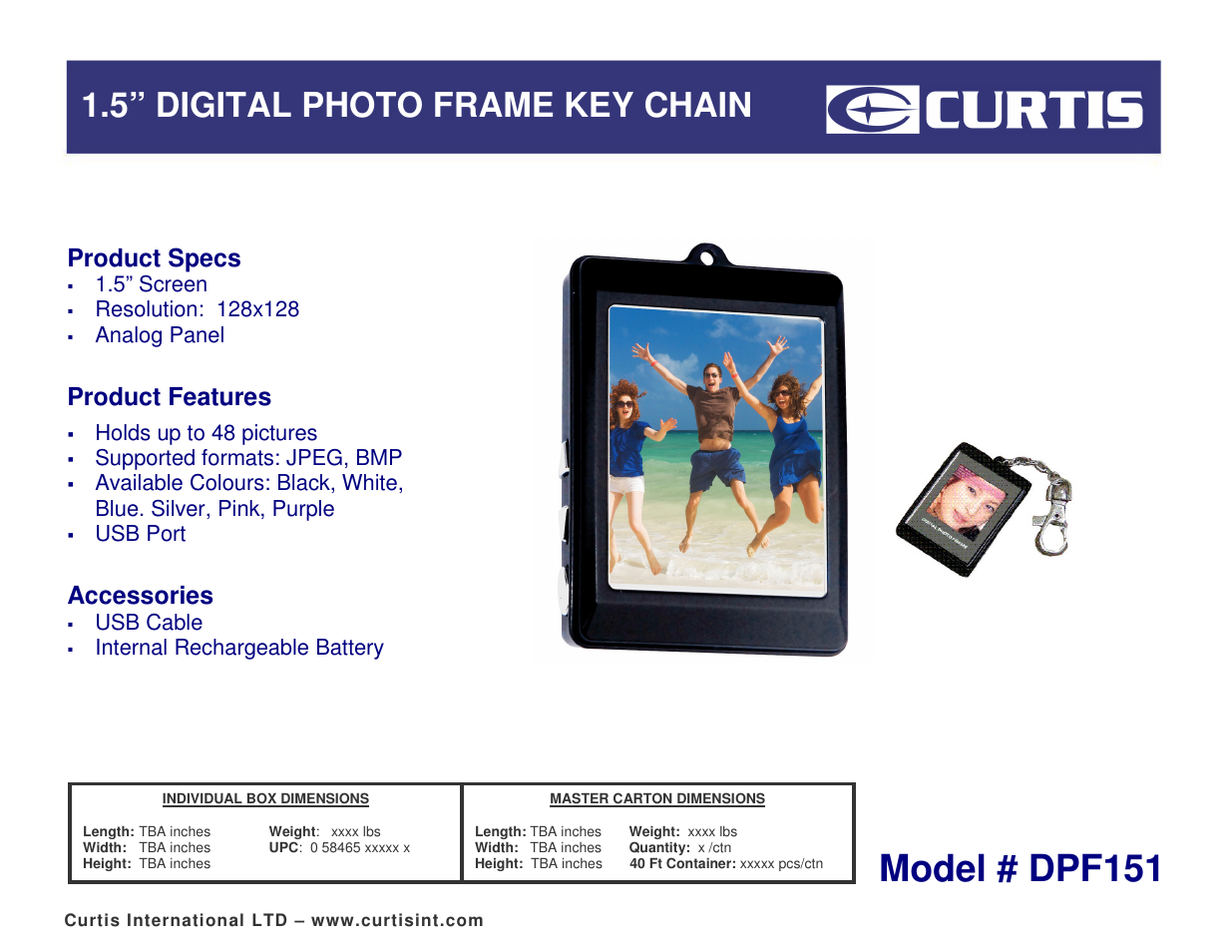 Curtis DPF151 User Manual | 1 page