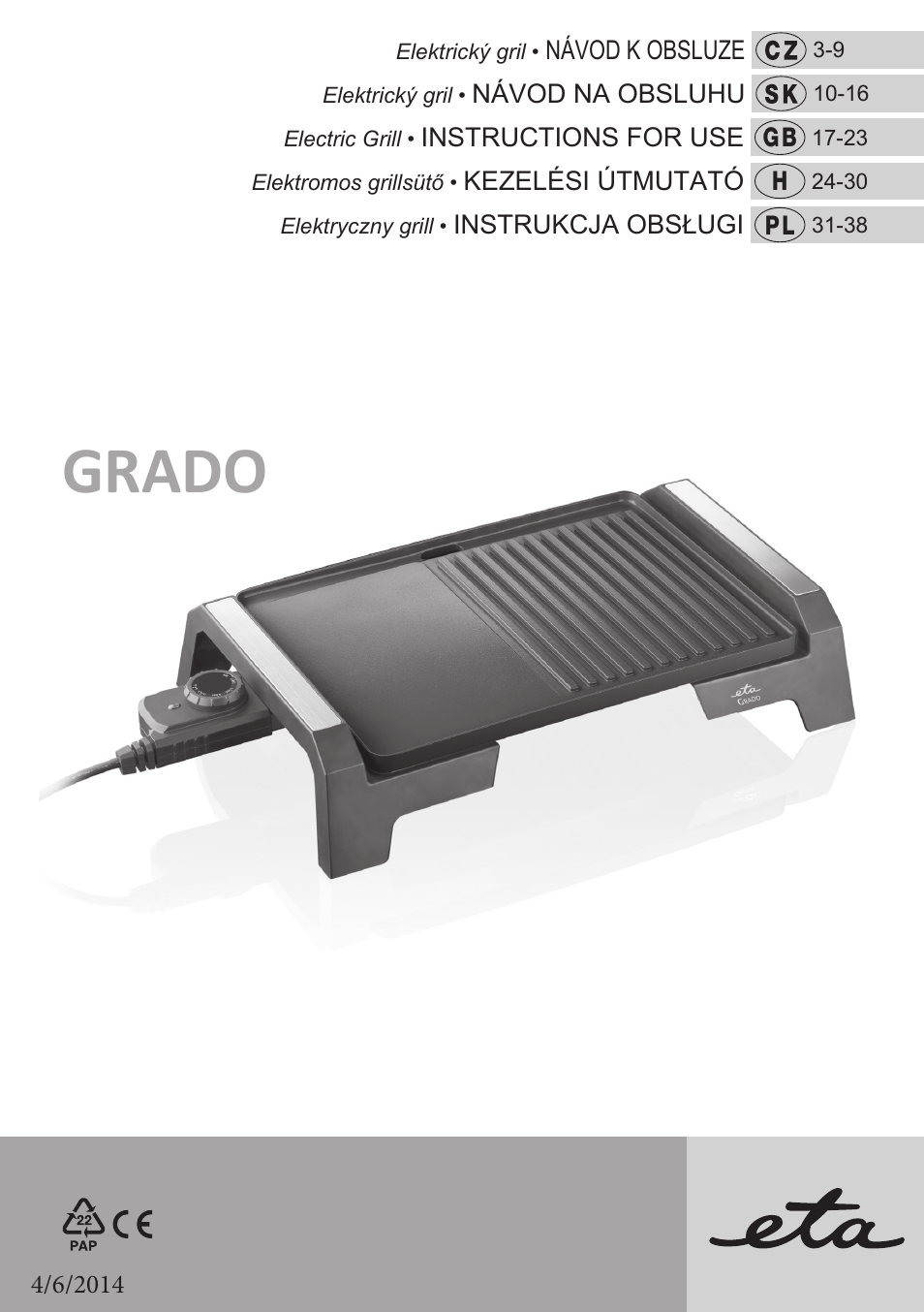 ETA Grado User Manual | 40 pages