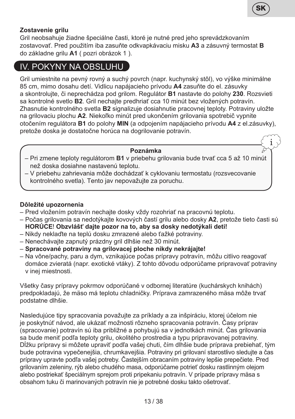 Iv. pokyny na obsluhu | ETA Grado User Manual | Page 13 / 40