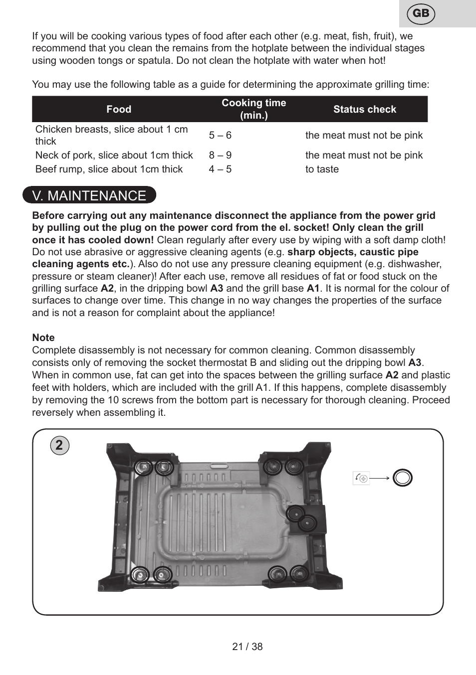 V. maintenance | ETA Grado User Manual | Page 21 / 40