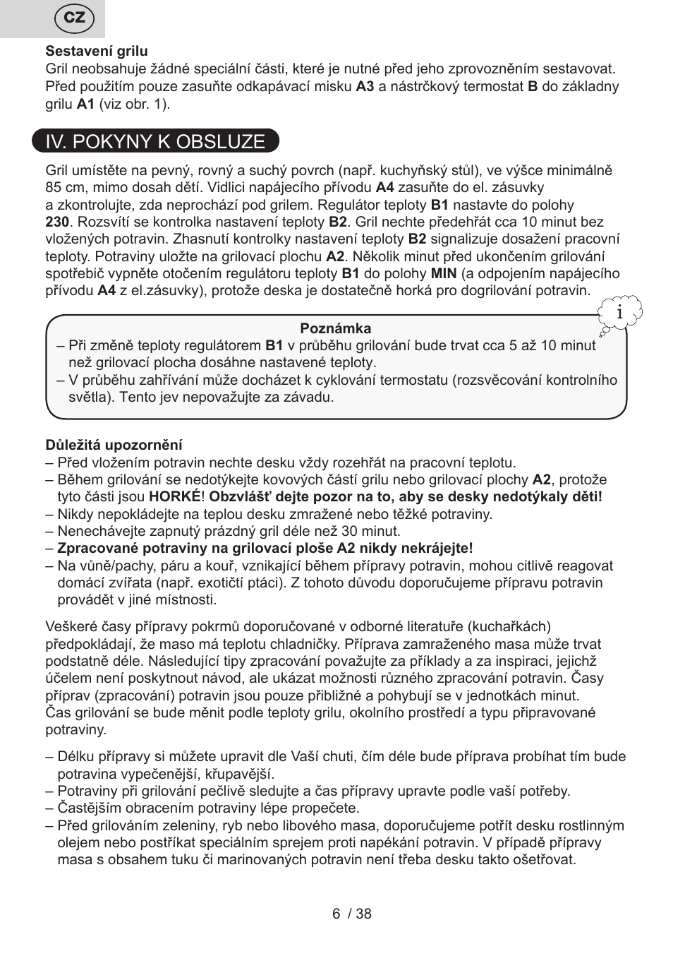 Iv. pokyny k obsluze | ETA Grado User Manual | Page 6 / 40