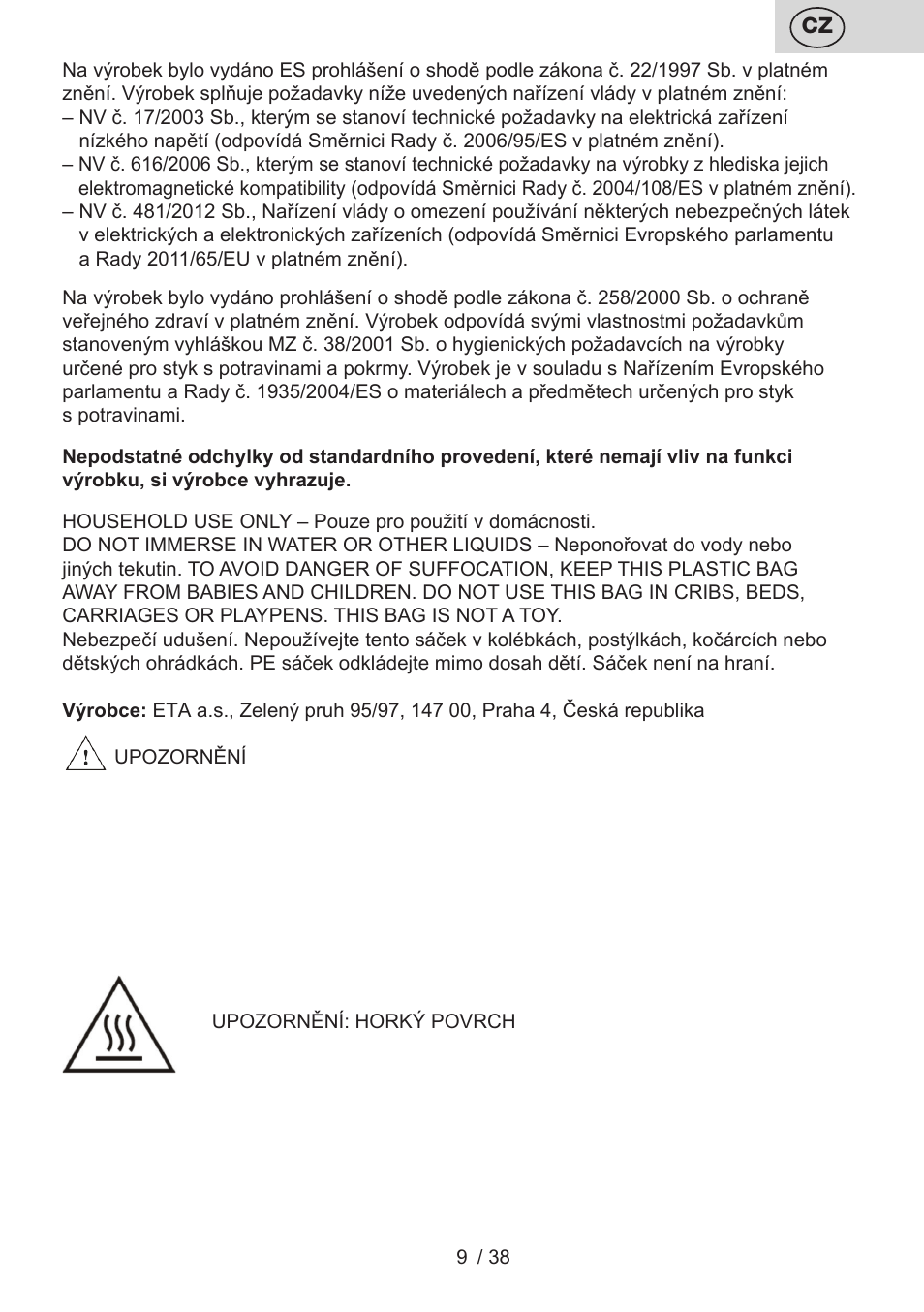 ETA Grado User Manual | Page 9 / 40