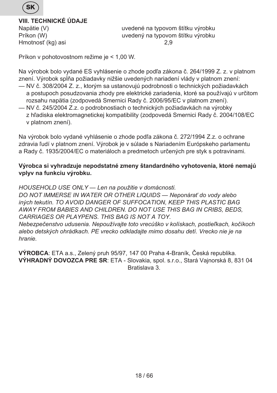 ETA Contact User Manual | Page 18 / 68