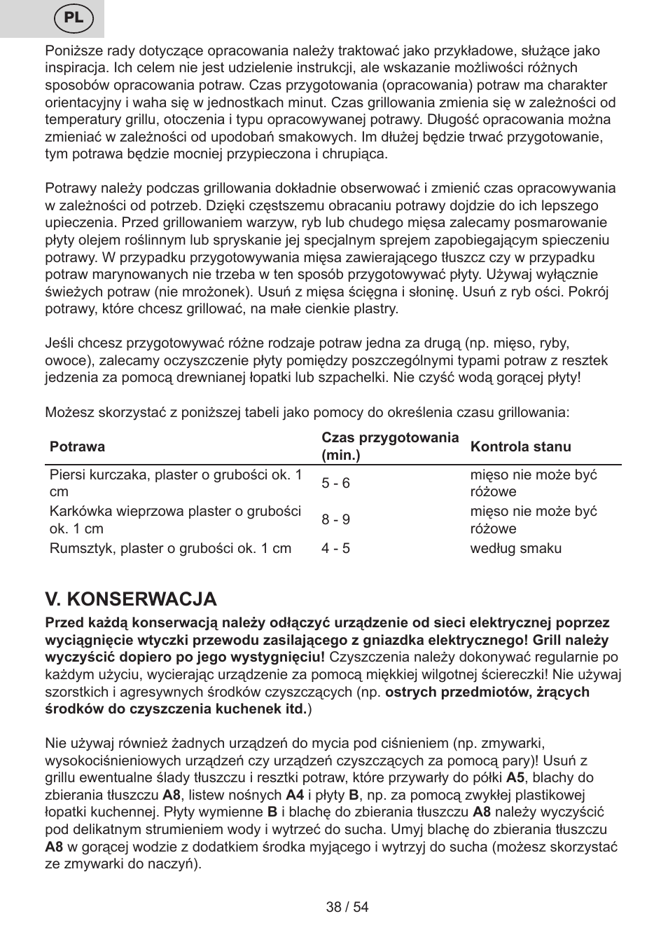 V. konserwacja | ETA Vital User Manual | Page 38 / 64